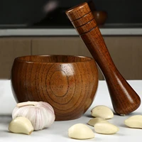 jujube wood garlic masher manual pound garlic jar home grinder press mashed garlic bowl