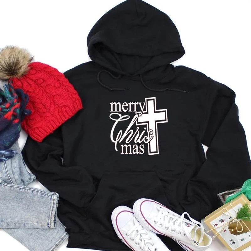 

Merry Christ Mas Christian hoodies women cross unisex Christian Bible baptism personality religion pullovers hipster faith tops