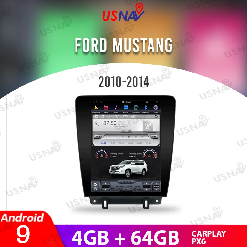 

USNAV Android 9.0 12.1" Tesla style Screen For Ford Mustang 2010-2014 Car Multimedia GPS Navi Stereo Head Unit Auto Radio PX6