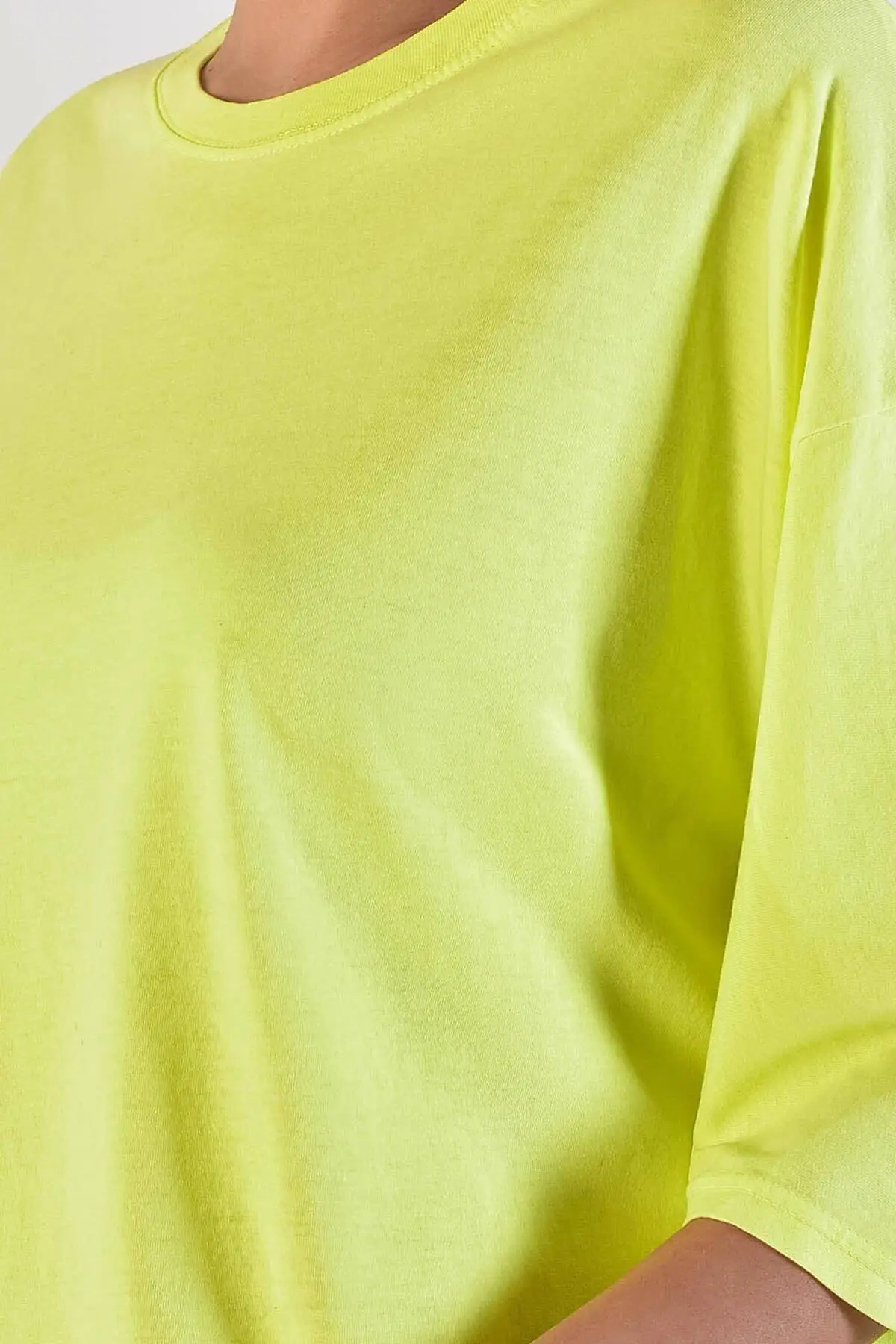 Неоново-Желтая Женская футболка с круглым вырезом 100 хлопок Повседневная | одежда