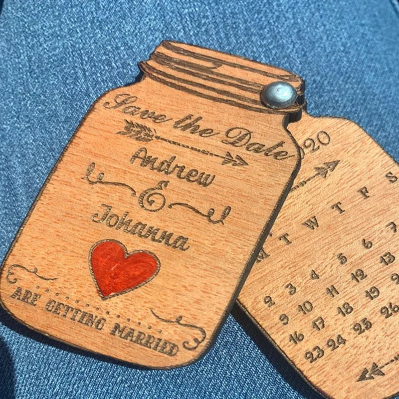 Деревянный Бохо Свадебный магнит для сохранения даты с картами изготовленный на