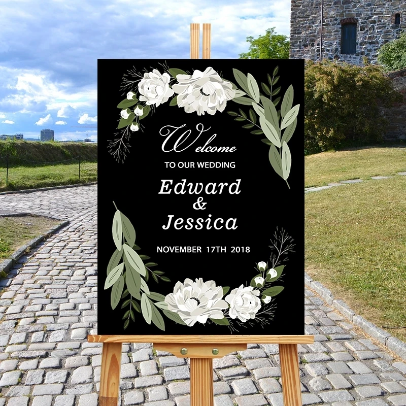 Свадебная приветственная доска с цветами добро пожаловать в наш свадебный знак