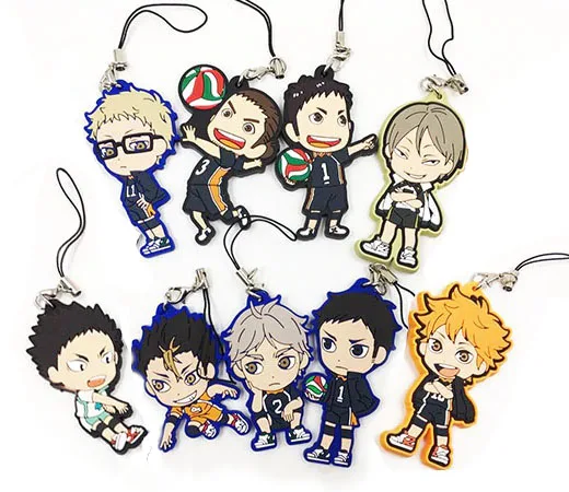 9 шт./лот кошмарным аниме брелок Oikawa Tooru Kozume Kenma Kuroo Tendo Сатори каучуковый