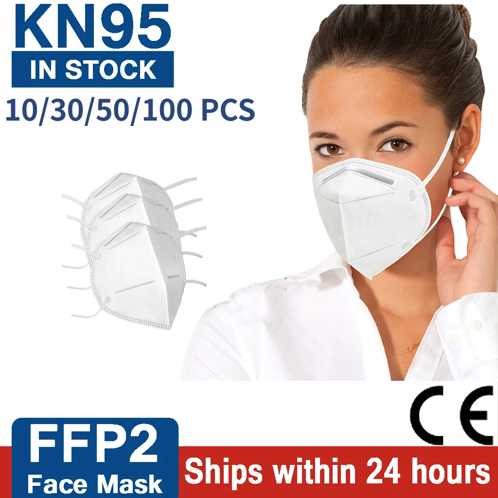 10/30/50/100 шт для взрослых Для женщин Ffp2mask белый Kn95 маски 5 слоев защитного Ffp3mask