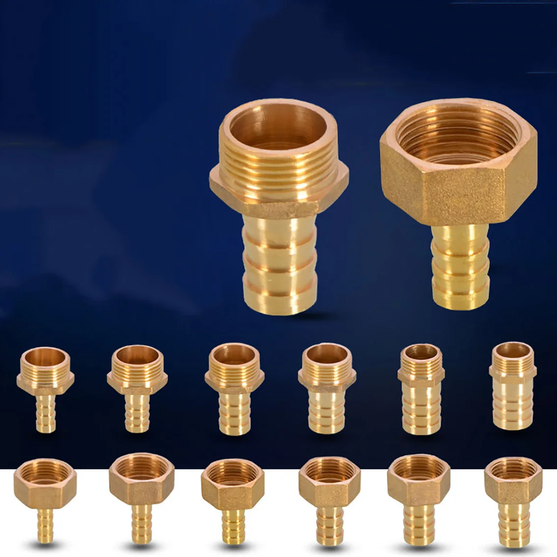 

1Pc Brass 3/4" Female Thread Pneumatic Connector 8 10 12 16mm Hexagonal Straight Through Docking Adapter Pipe Fittings Connector