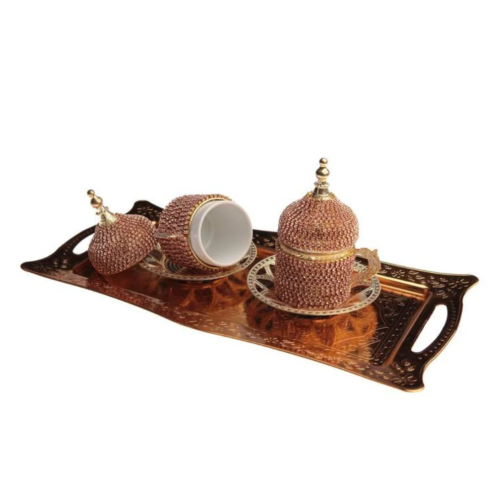 

Set of 2 Copper Ottoman Swarovski Turkish Coffee Cups Set Made in Turkey Arabic Coffee Cup Set Anatolian Turkish Coffe Cup Set