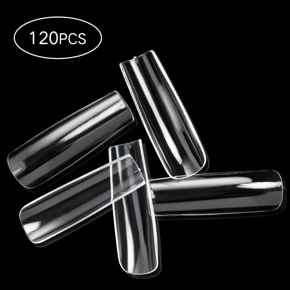 120pcs/Box 12 Size XXL Full Cover Nail Tips Clear/Natural Square Head Extra Long French Salon False Tips Artificial Fake Nail #G