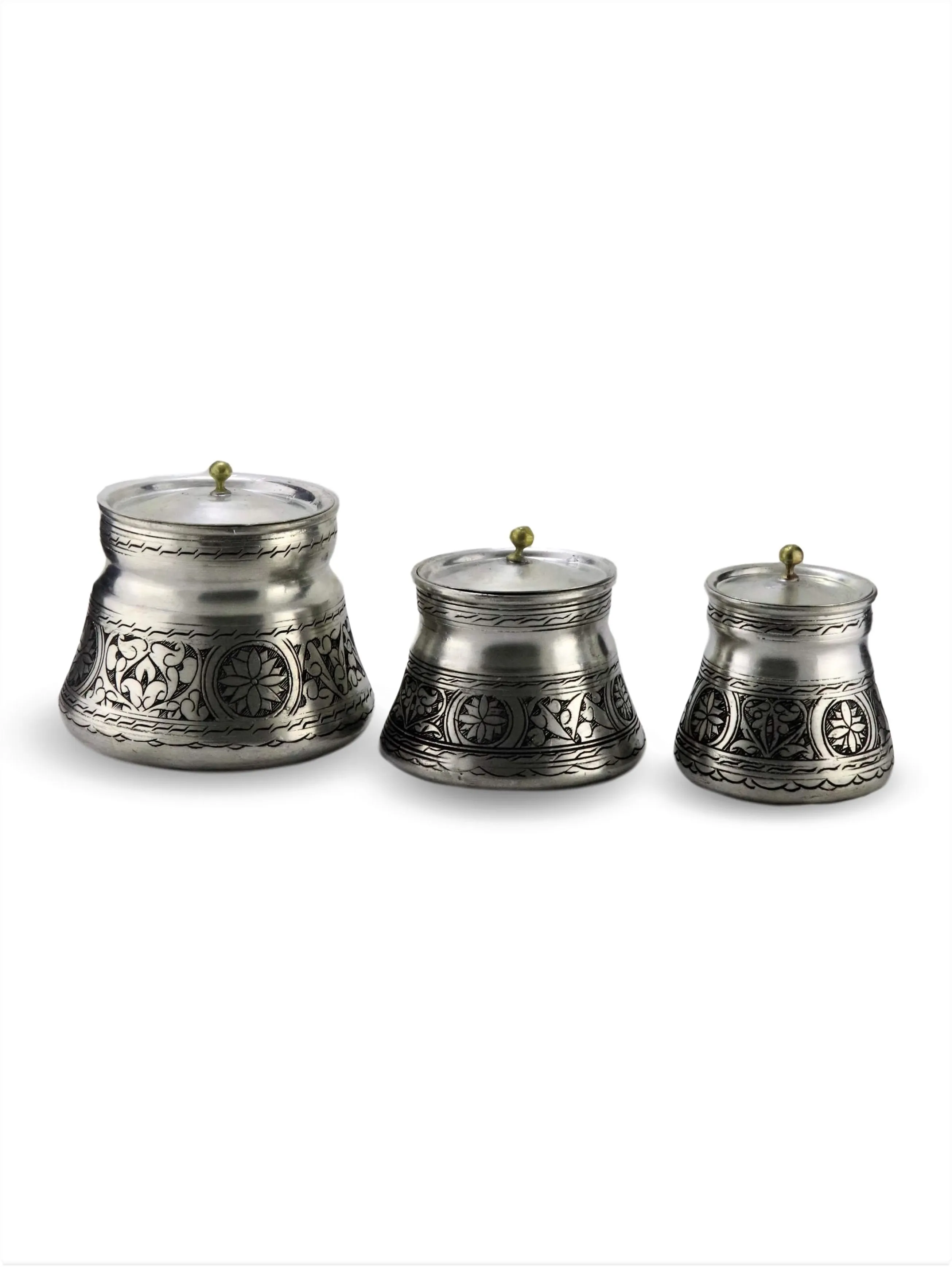 

3 Size With Pewter Lid Tumbled Copper Spice