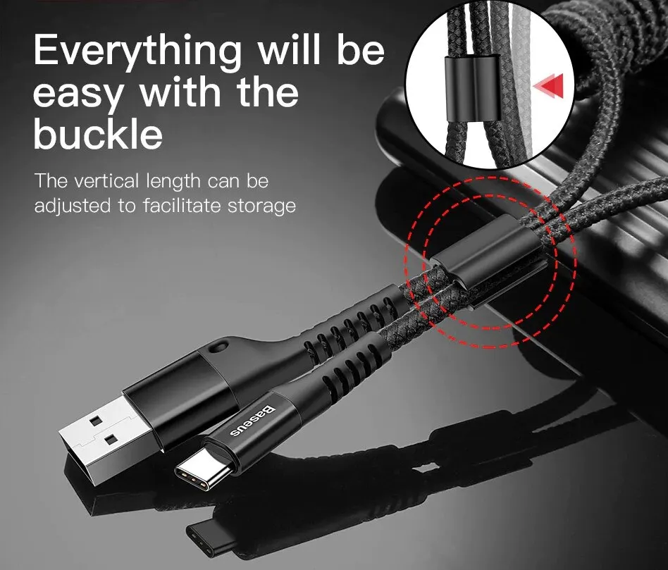 Baseus Fish eye Spring Data Cable TYPE-C кабель для телефона зарядка автомобиля максимально