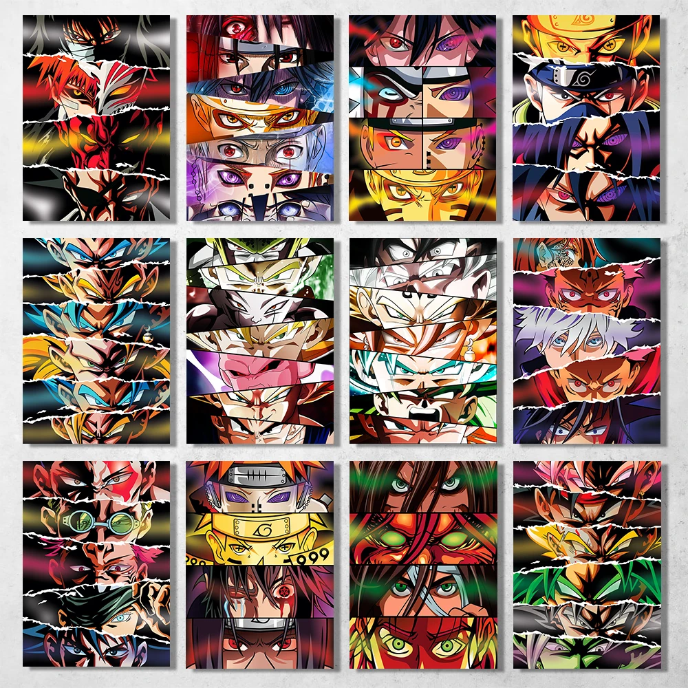 

Japanese Anime Characters Eyes Poster Jujutsu Kaisen Ichigo Bleach Luffy Itachi Canvas Painting Wall Prints Children Room Decor