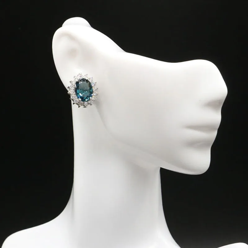 15x13 мм Потрясающие настоящий зеленый изумруд создала Лондон Голубой топаз CZ для