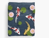 three piece bedding set full cotton quilt cover pillowcase bed sheet 3d digital japanese koi fish pond down comforter home