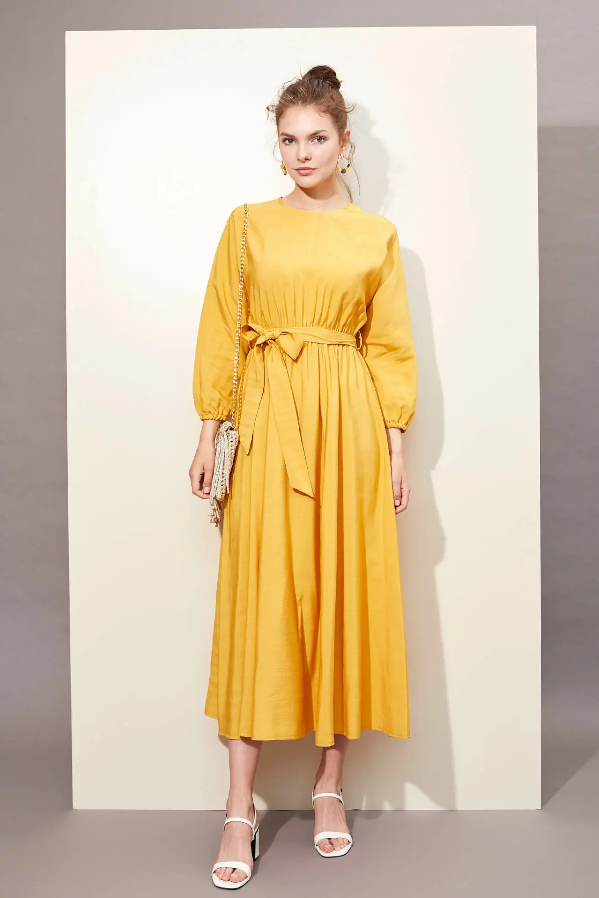 Дефакто Женская тканая Dress M1051AZ19AU с длинным рукавом|Женские платья| |