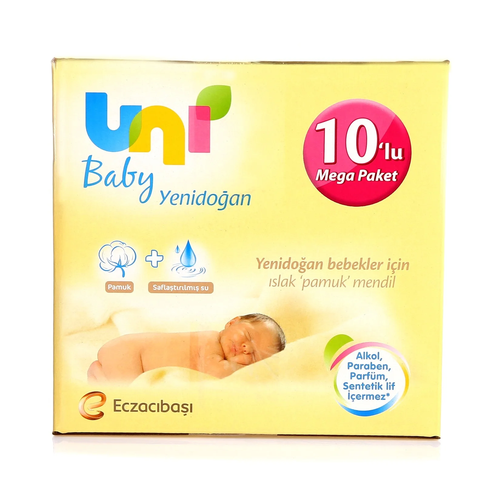 Ebebek Uni Детские влажные хлопчатобумажные салфетки для новорожденных Mega Value Package 10x40