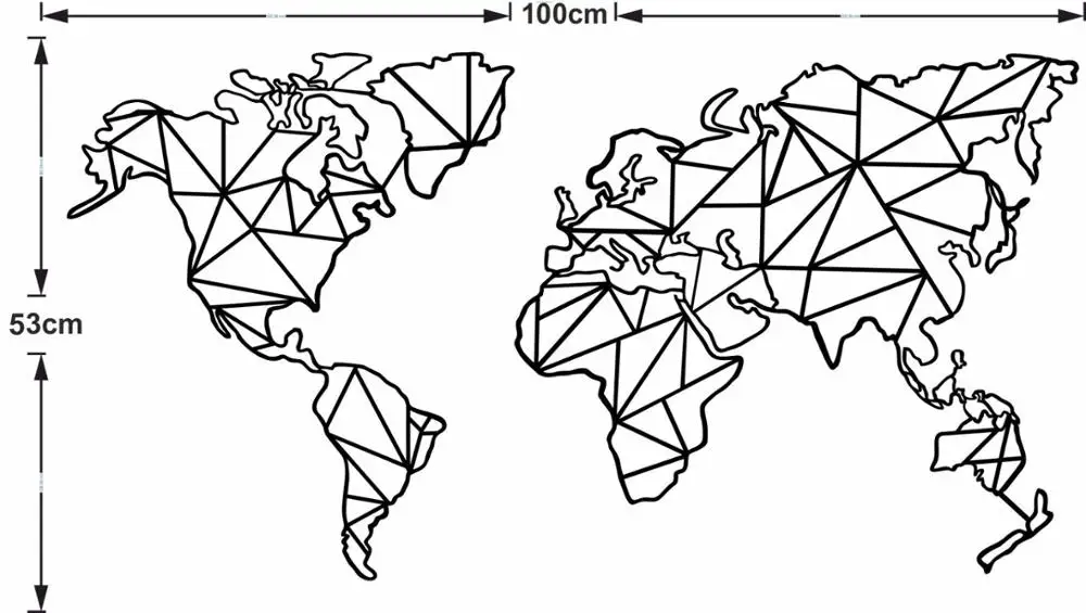 Металлическая карта мира 2 предмета Геометрическая Металлический Настенный