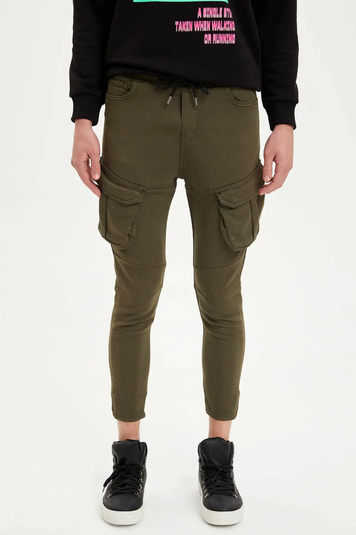 DeFacto мужские осенние брюки карандаш цвета хаки облегающие повседневные со