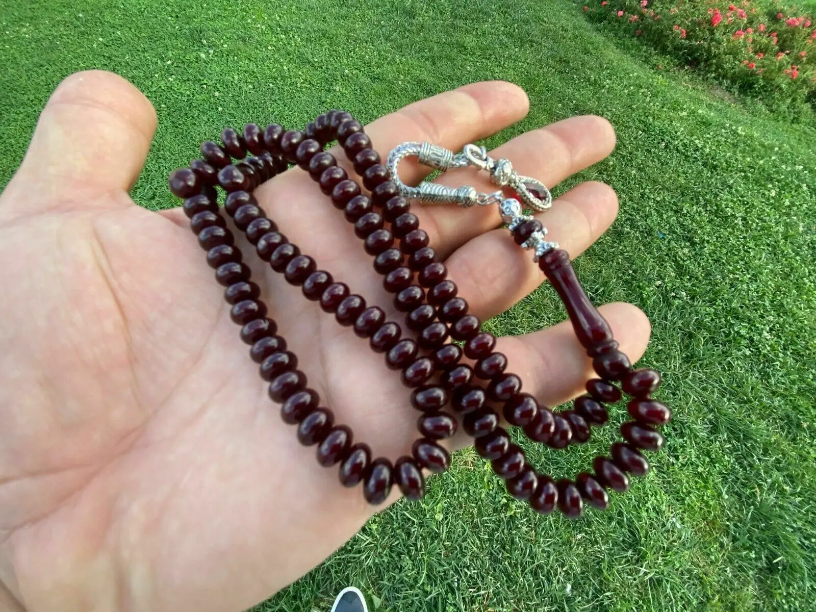 

Ottoman Faturan German Amber Sandalous Misbaha Prayer Beads Islamic Gift Tasbih Tasbeeh Tasbeh Rosary Tasbih # 18C