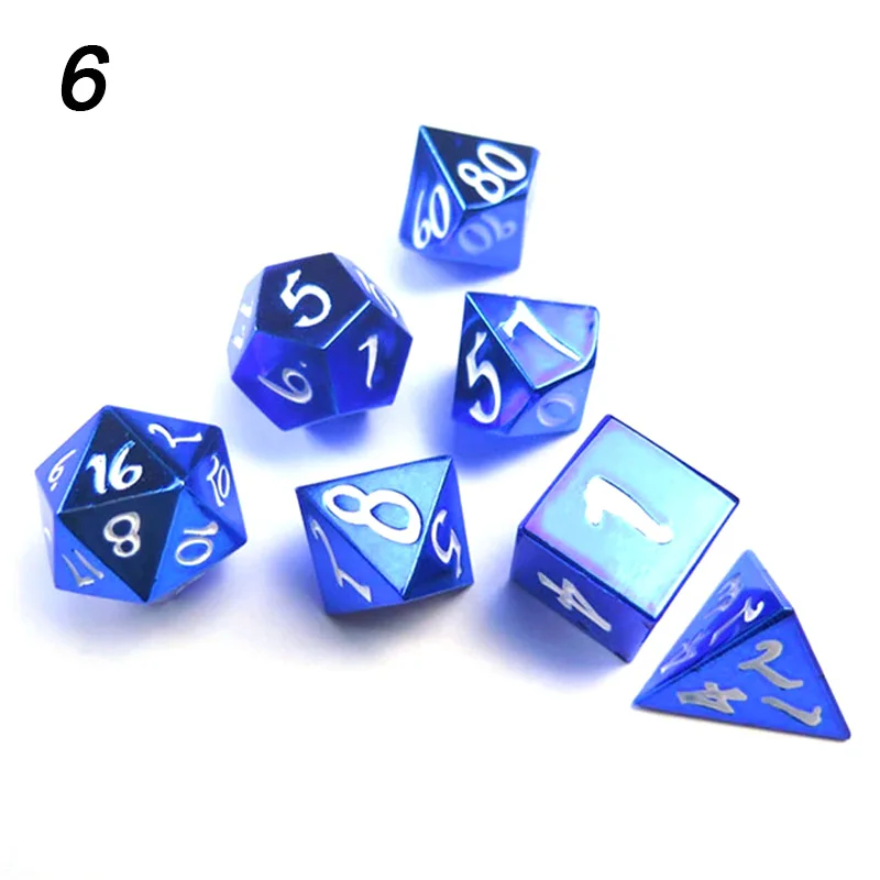 Chengshuo игральные кости DND Металл РГП набор многогранных подземелья и дракон d20 8 синий настольные игры цинковый сплав Цифровой узор в кости