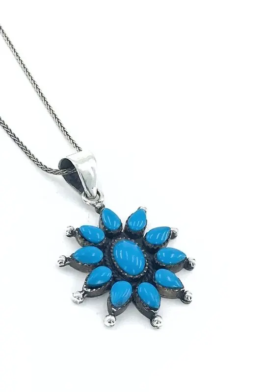 

Turquoise Turquoise Natural Stone Silver Authentic Necklace