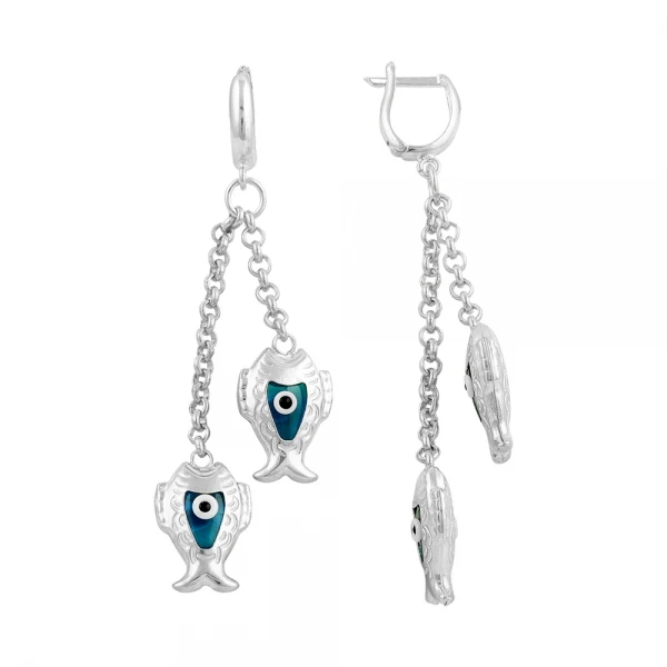 

Silver 925 Sterling Eyed Fish Earrings