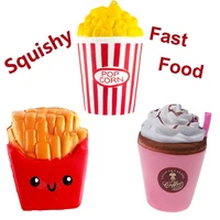 new fashion jumbo slow rising squishy toys popcorn fries straw cup fast food stress reliever toys for children in gags toys 1pcs
