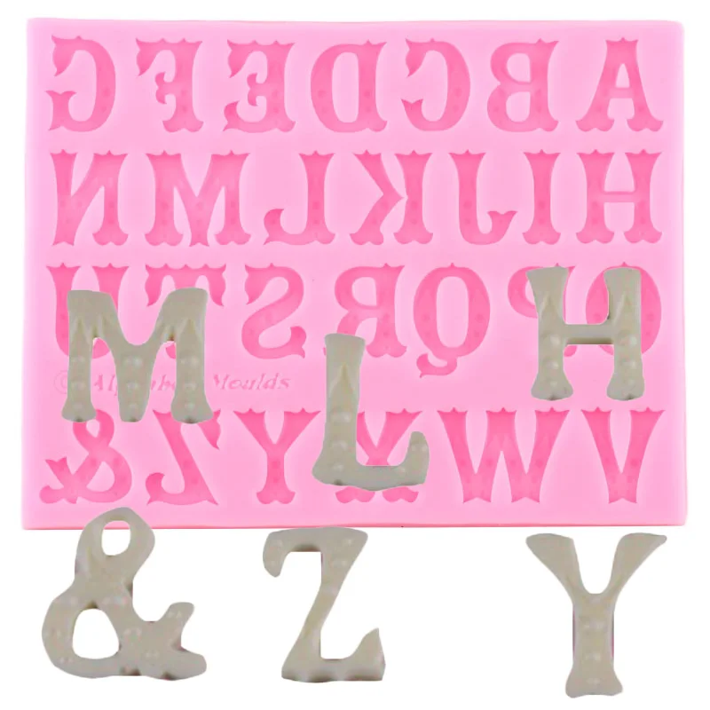 

Capital Letter Silicone Mold DIY Baby Birthday Cake Decorating Tools Cake Border Fondant Mould Candy Resin Clay Chocolate Molds