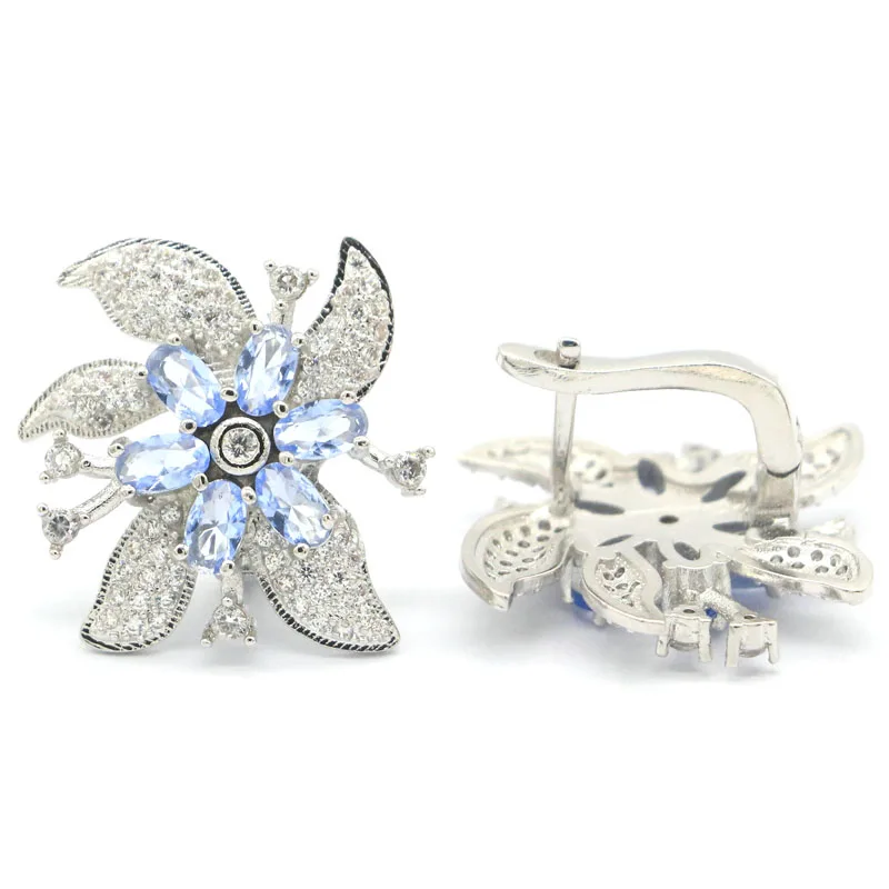 22x22 мм довольно создан насыщенный синий фиолетовый танзанит Белый CZ женские