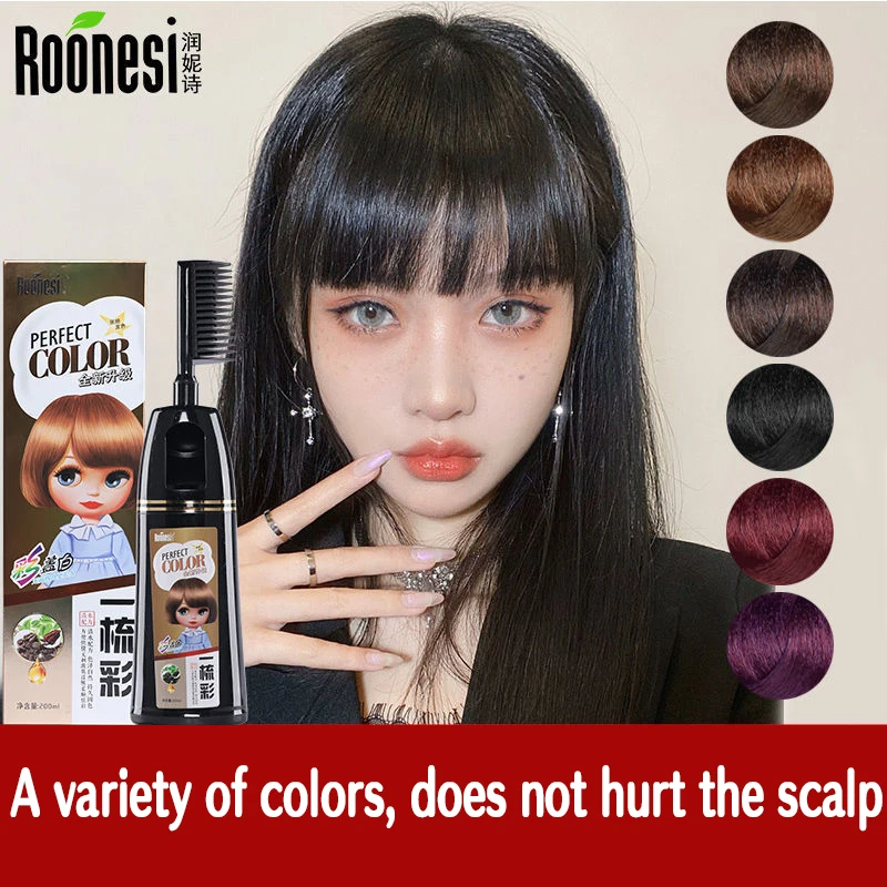 

Natural Plant Essence Hair Dye Instant Hair Dye Shampoo Instant Hair Color Cream Cover Permanent Hair Coloring With Comb 200ML