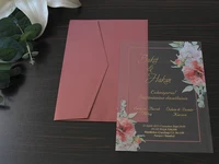 50 pcs Wedding Invitation, Acrylic Invitations, Acrylic Gold Invitations, Minimalist Design, Clear Acrylic Invitation