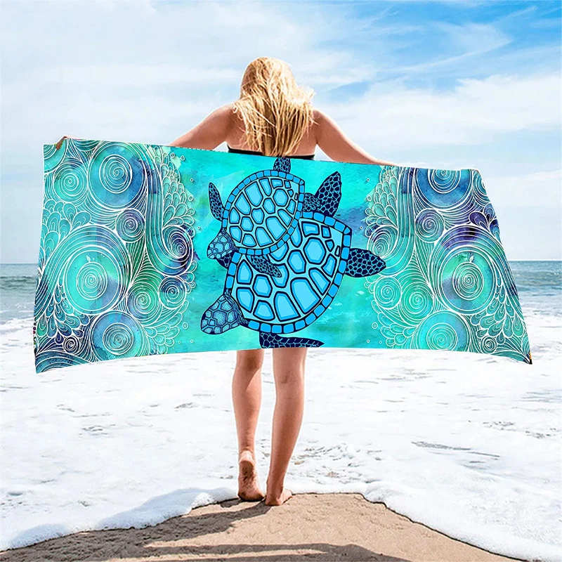 

Sea Turtle Beach Towel Shower Bath Towel Quick-drying Printing Swimming Soft Microfiber Large-sized For Adults Home Textile