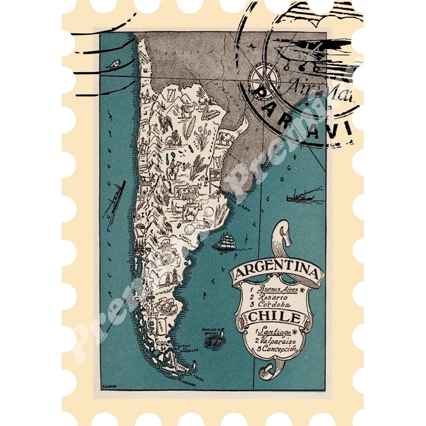 Аргентина Сувенирный магнит Винтажный туристический плакат |