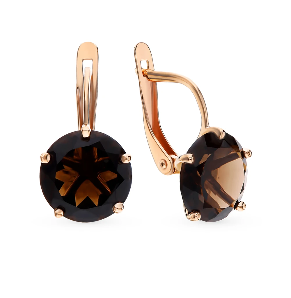 585 золотой серьги с раухтопазом. 585 золотой серьги с раухтопазом. Золотые серьги с крупным камнем. Серьги с коричневым камнем. Золотые серьги с коричневым камнем.