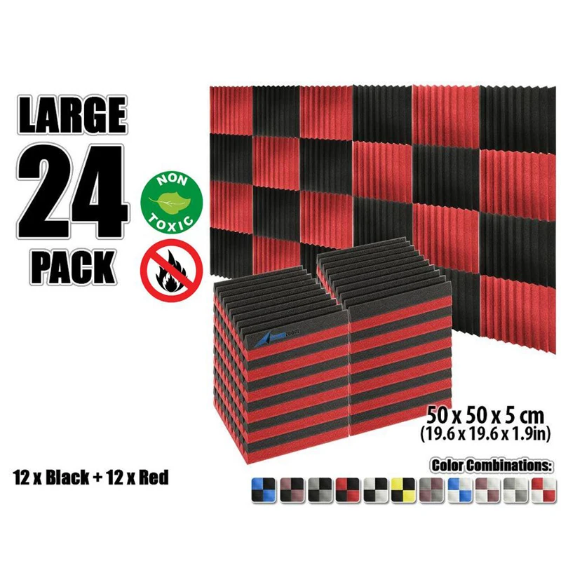 Arrowzoom 24 шт. 19," x 19,6" x 1," Цветная комбинация клиновая плитка студия Звукопоглощающая Панель акустическая обработка пены