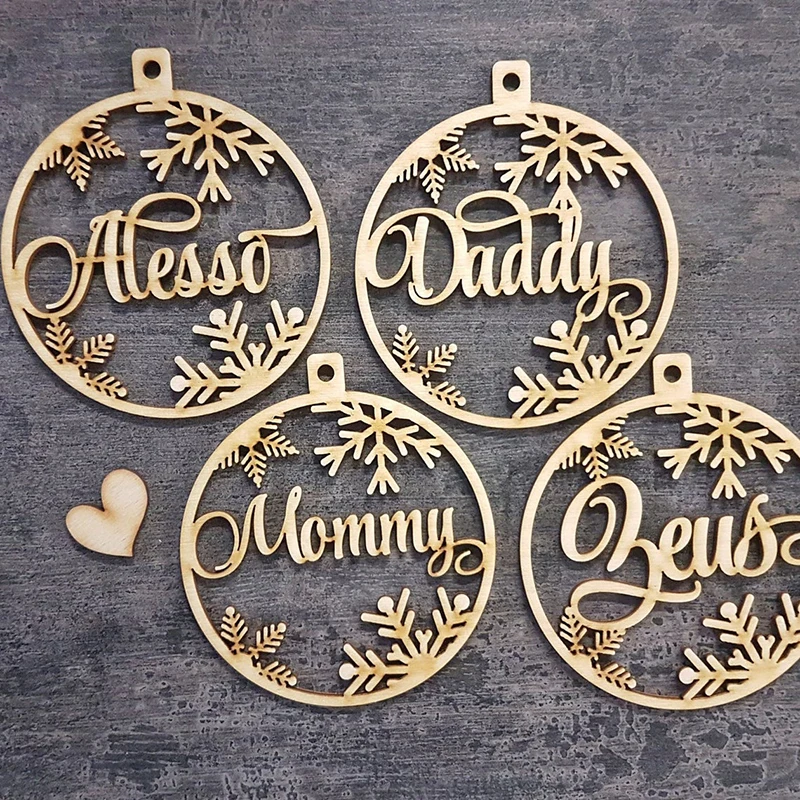 

Wooden Decoration Christmas Pendant Personalized Decoration Laser Cut Name Christmas Ball Christmas Gift