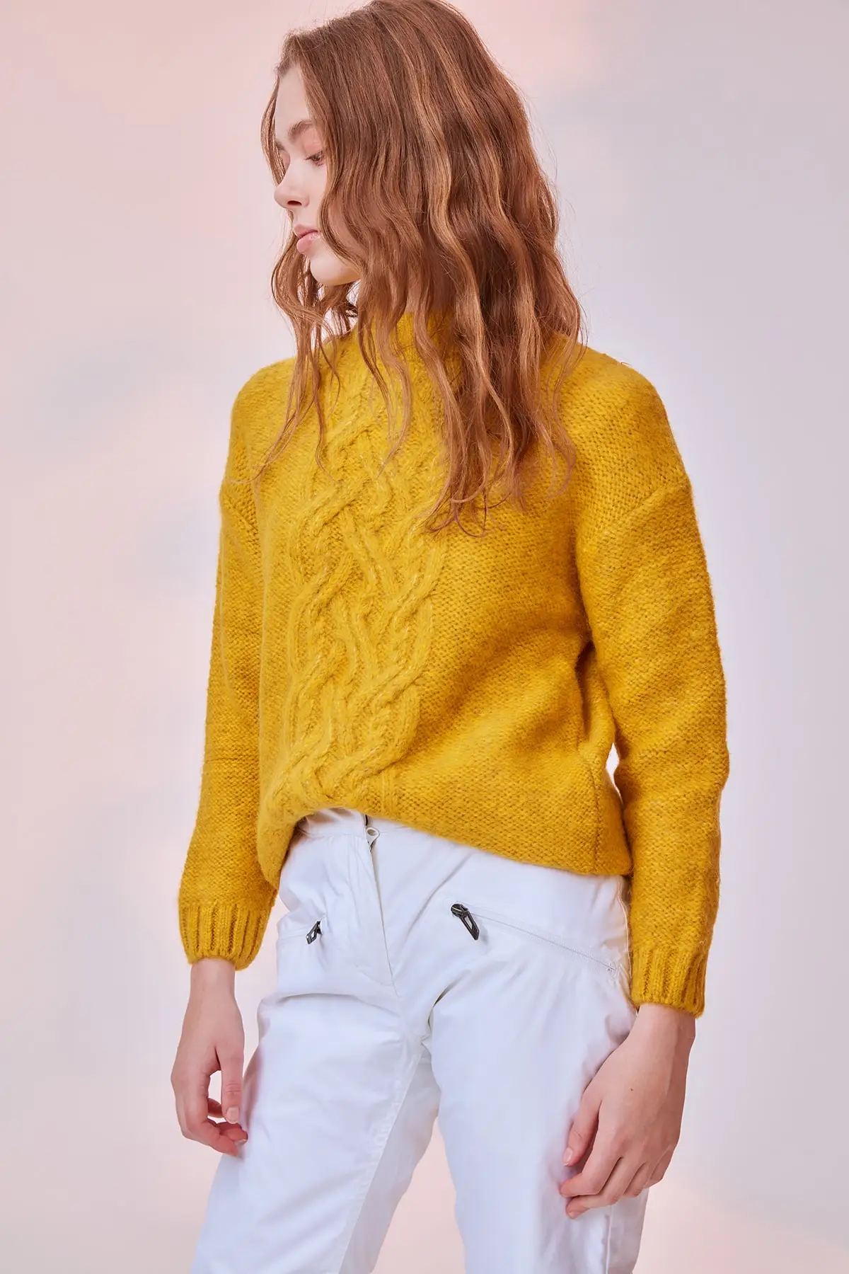 Trendyol желтый сетка подробные вязaный свитeр TWOAW20NV0014 |