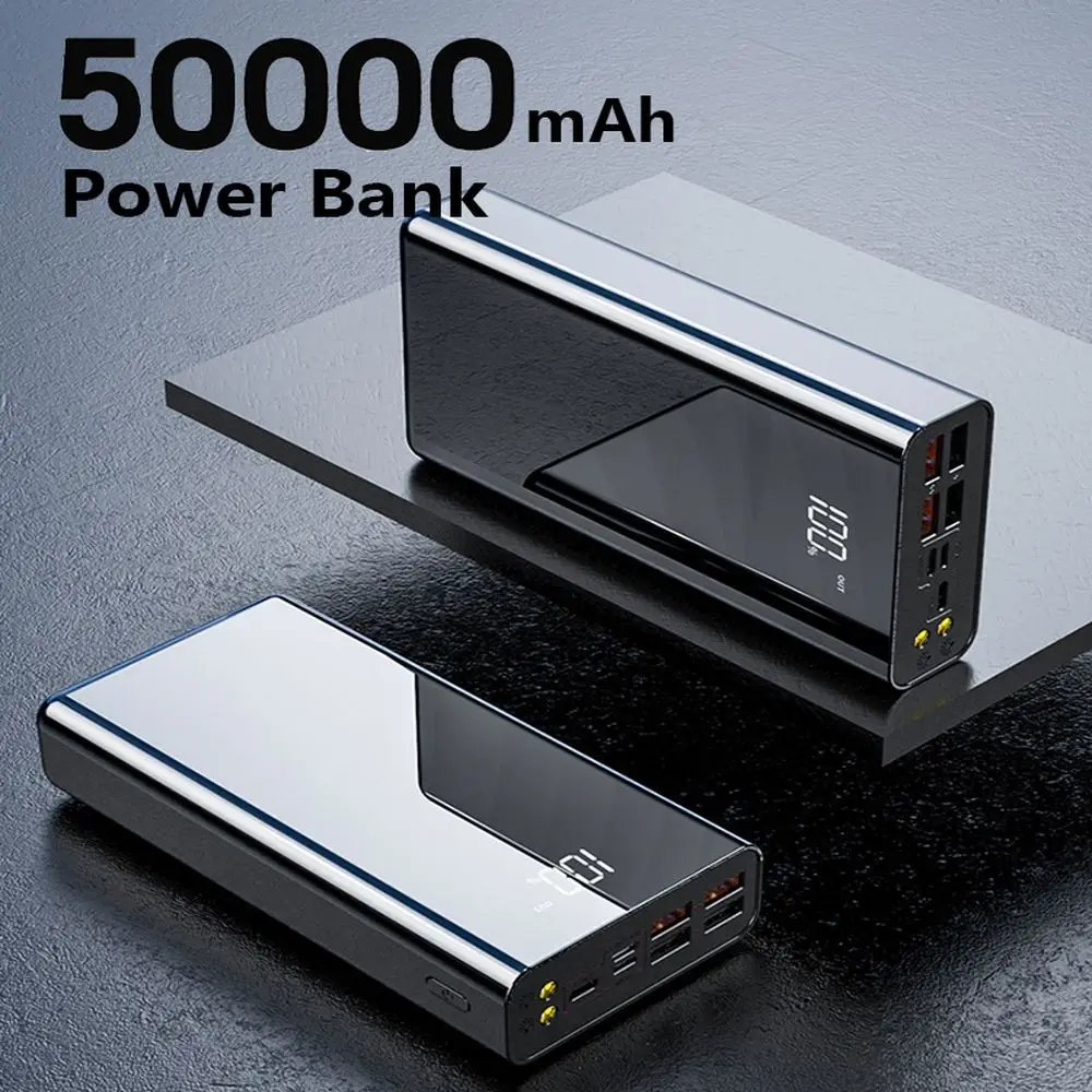 Precio PINZHENG-Banco De Energía De Alta Capacidad, Cargador De Batería Externo De 50000mAh, Iluminación LED, Banco De Energía Para IPhone, Xiaomi, Huawei