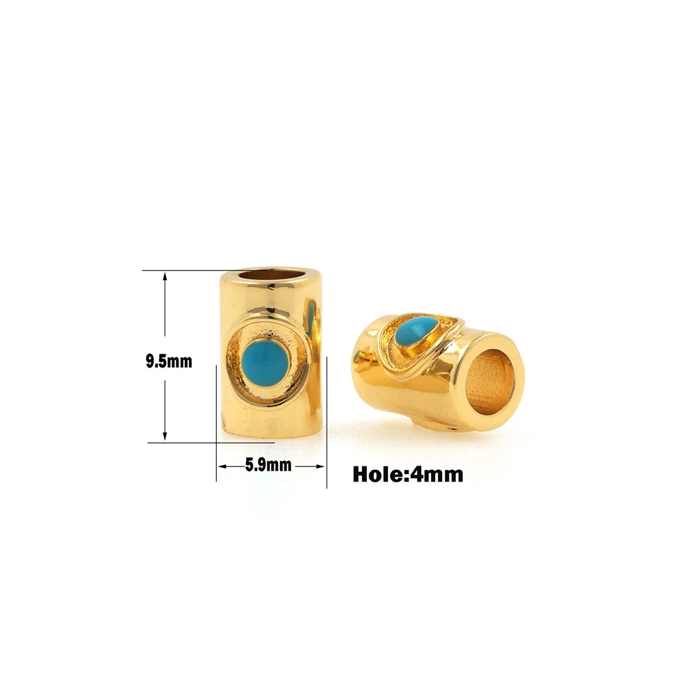 Micropavé Gold Cylindrical Enamel Beads Large Hole Bracelet Beads Bracelet Components Magic Eye Connecting Beads 9.5×5.9×4mm