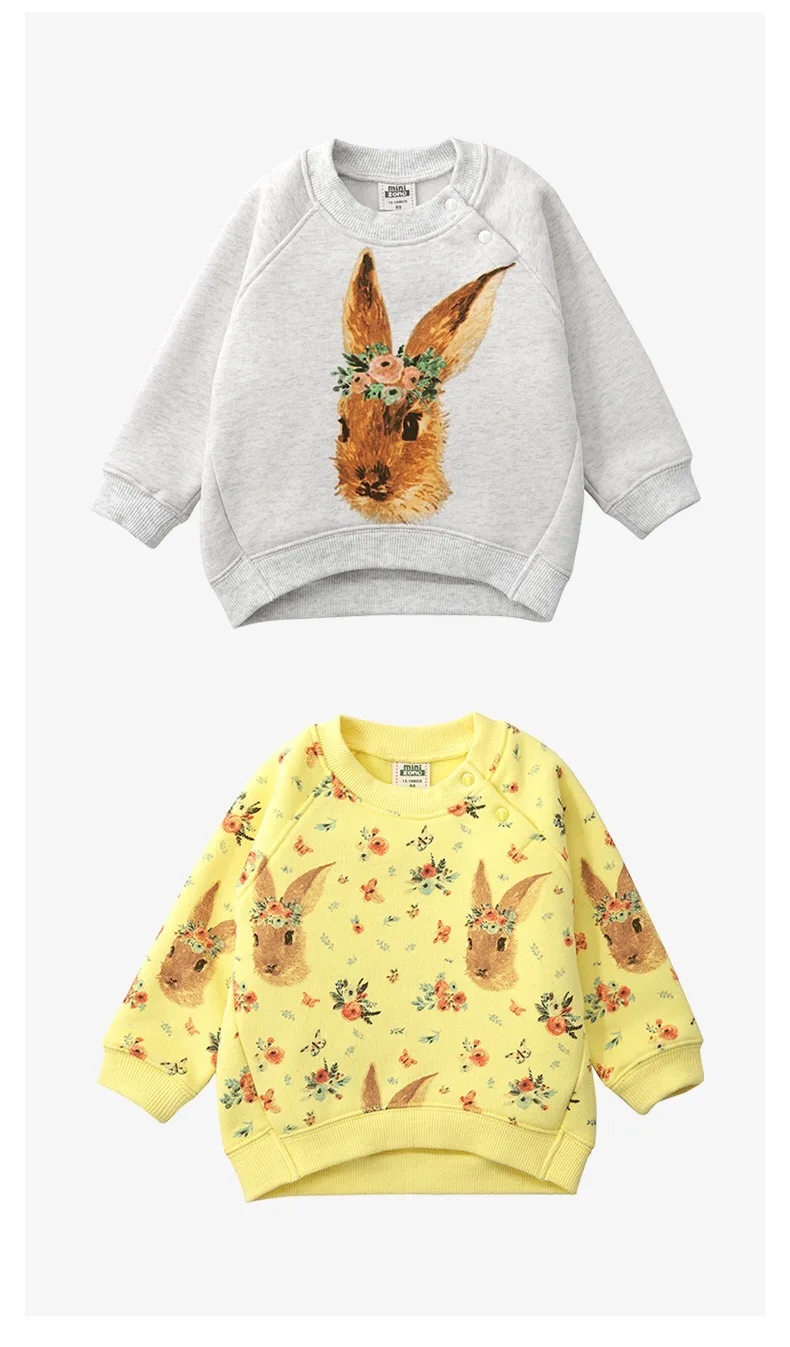 

MINIZONE 2 peaces set - hoodies warm for girl cute soft bunny print