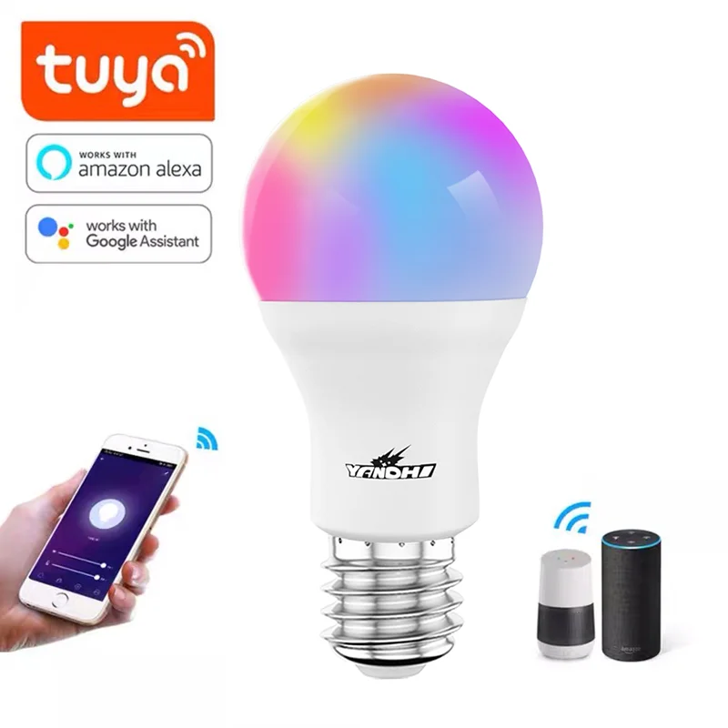 

E27 YANDHI Tuya Smart Zigbee 3.0 LED Light Bulb 10W 806LM Smart Home RGB+W+C Dimmable Lamp Work With Alexa Google Home