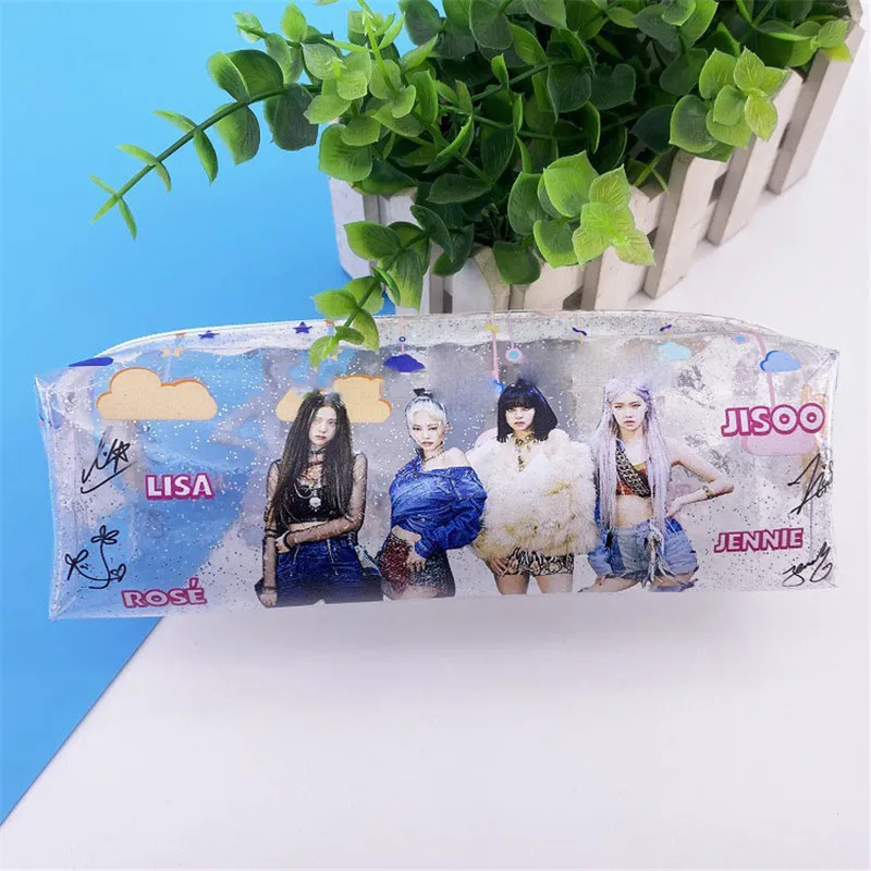

kpop Bangtan Boys JENNIE NCT TWICE EXO SEVENTEEN PVC Transparent Pencil Case Stationery Gifts for Children
