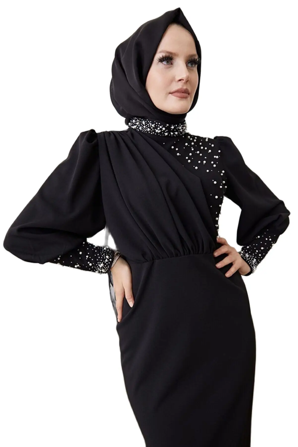 Вечернее платье для мусульманской женщины, элегантная Клубная одежда, модный новый сезон, Турция, помолвка, свадьба, с длинным рукавом, закр...