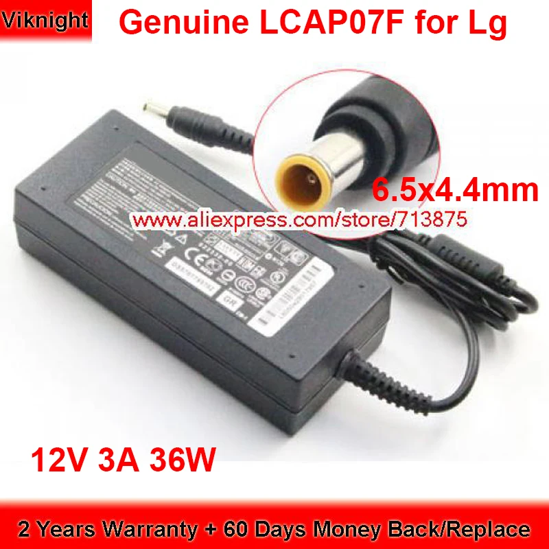 Genuine 12V 3A 36W LCAP07F AC Adapter for LG LCD LED MONITOR W1943SE W1943SV E1948SX E2260VT 34UC87C-B 24MP48HQ-P e2240t W2284FT