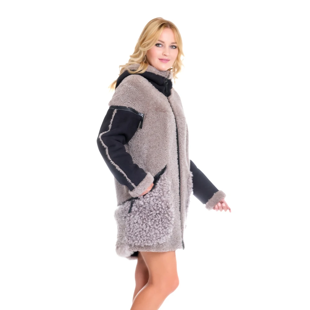 Zoramotti,Women's Fur,Real Fur,Sheepskin,Collar Fox,Winter Wear,Keeps Warm,Turkish,Turkey,Moskow enlarge
