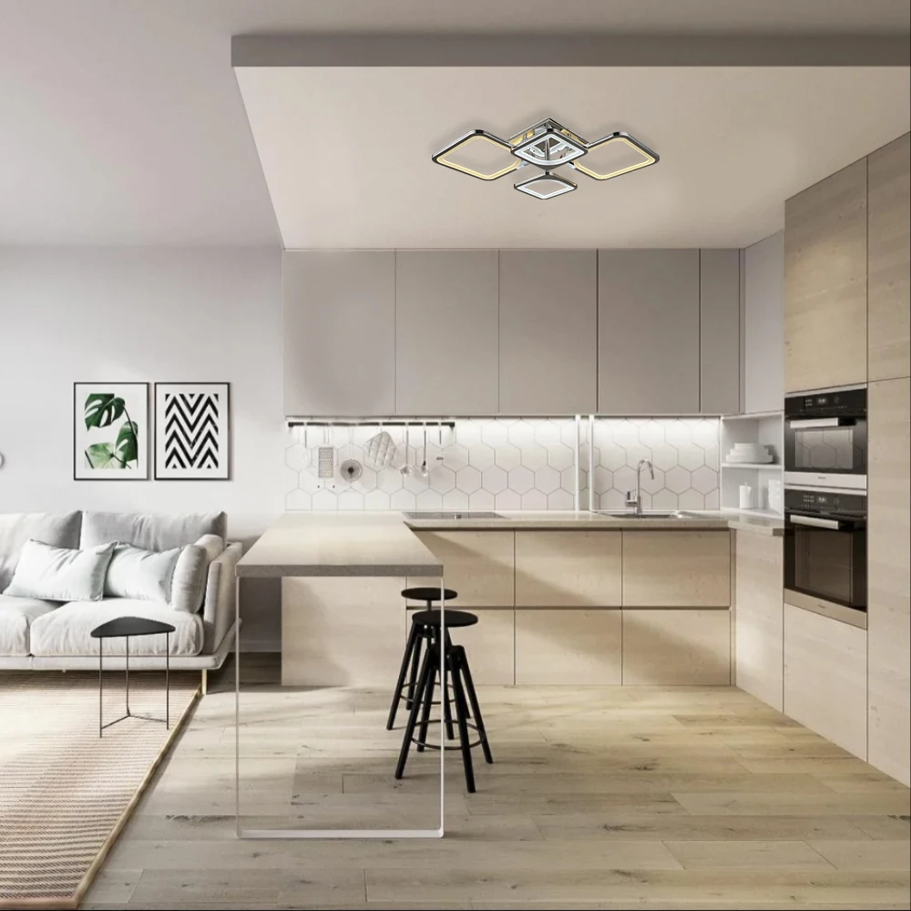 Потолочная люстра светодиодная для дома дачи LED светильник с пультом. Для зала