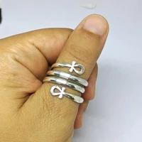 fashion double coil ankh ring vintage sliver color stainless steel egyptian ring women trendy jewelry party girls gift
