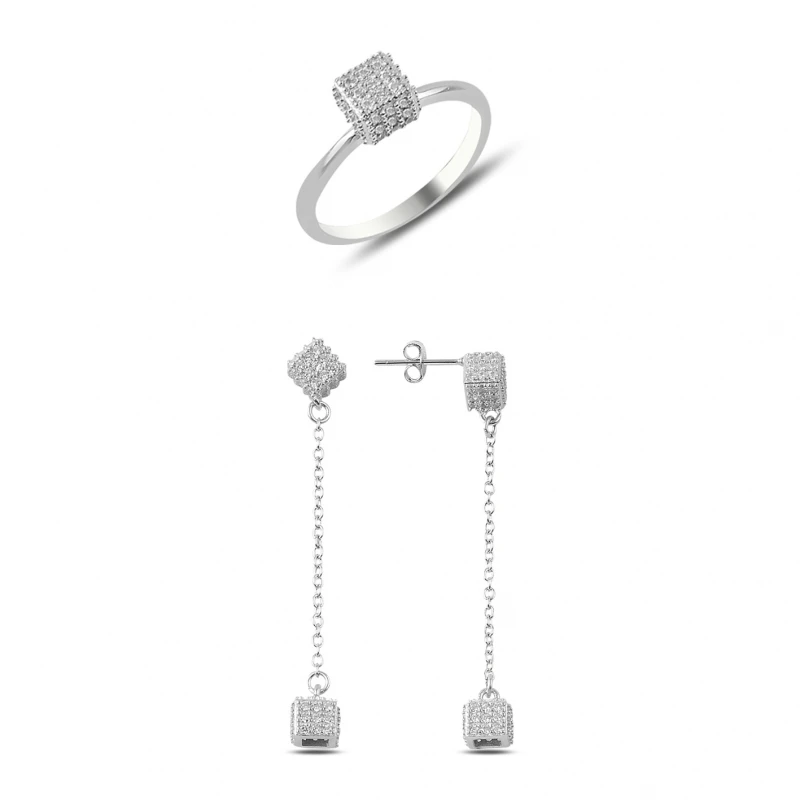 

Silver 925 Sterling Zircon Cube Set