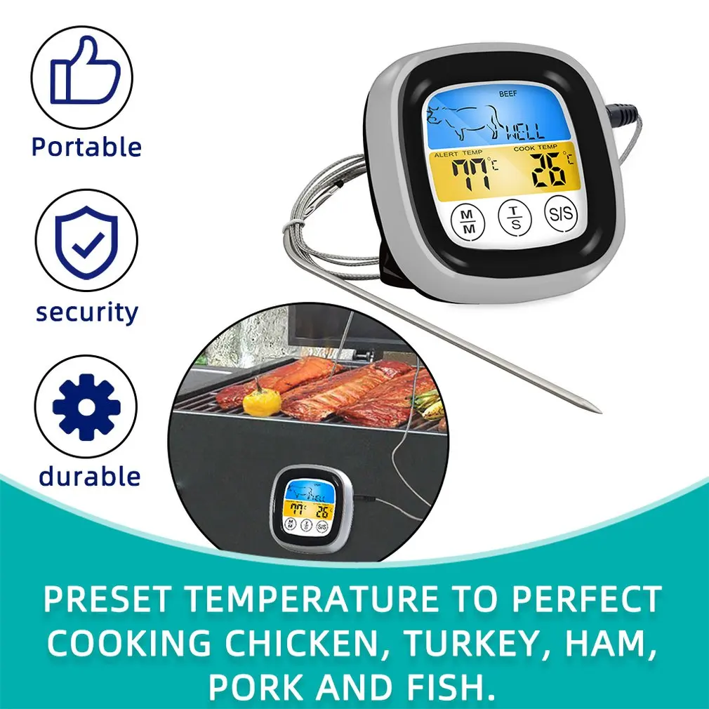 

Food Cooking Bluetooth Wireless BBQ Thermometer With Six Probes and Timer For Oven Meat Grill Free App Control Dropshipping