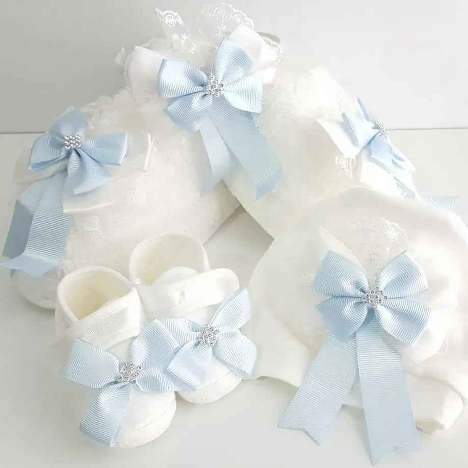 

Cubic zirconia Ruched Light Blue Ribbon 4 PCs Puerperal Set