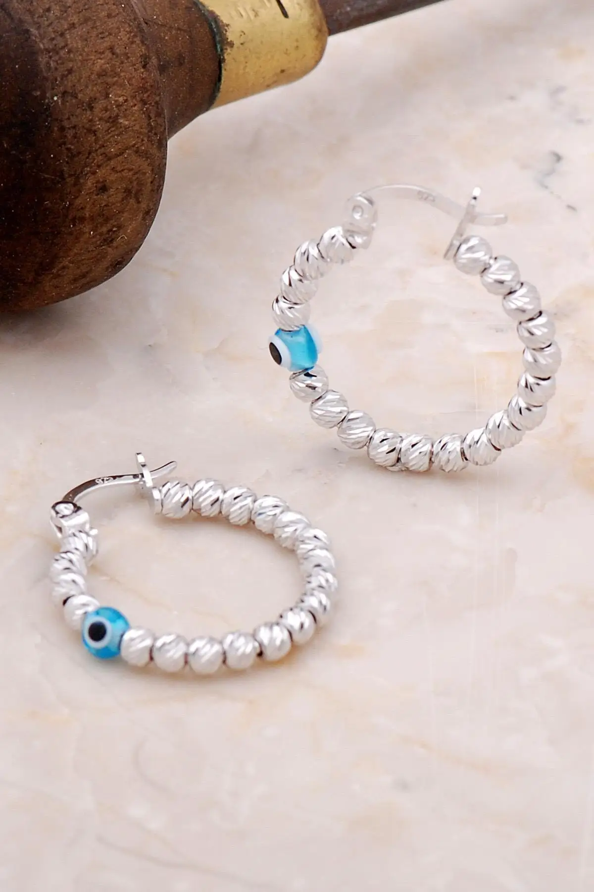 Dorissa 925 пробы Серебряная ручная вязка серьги с позолотой Серебряные Evel глаз