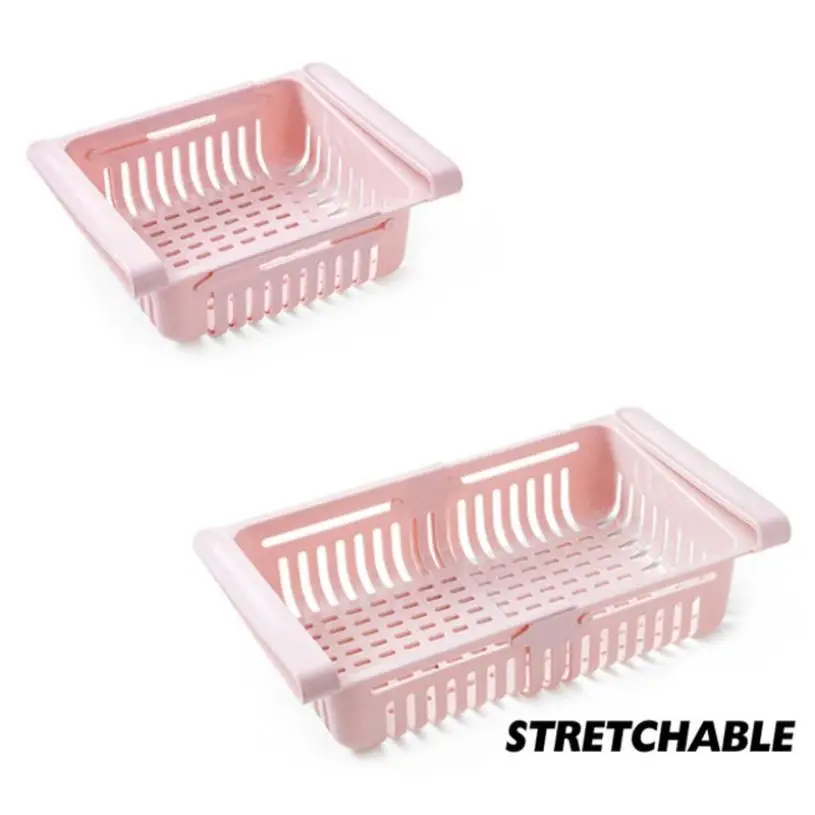 

Adjustable Stretchable Refrigerator Partition Layer Multi-purpose Finishing Storage Rack Kitchen Vegetable Fruit Organizer Box
